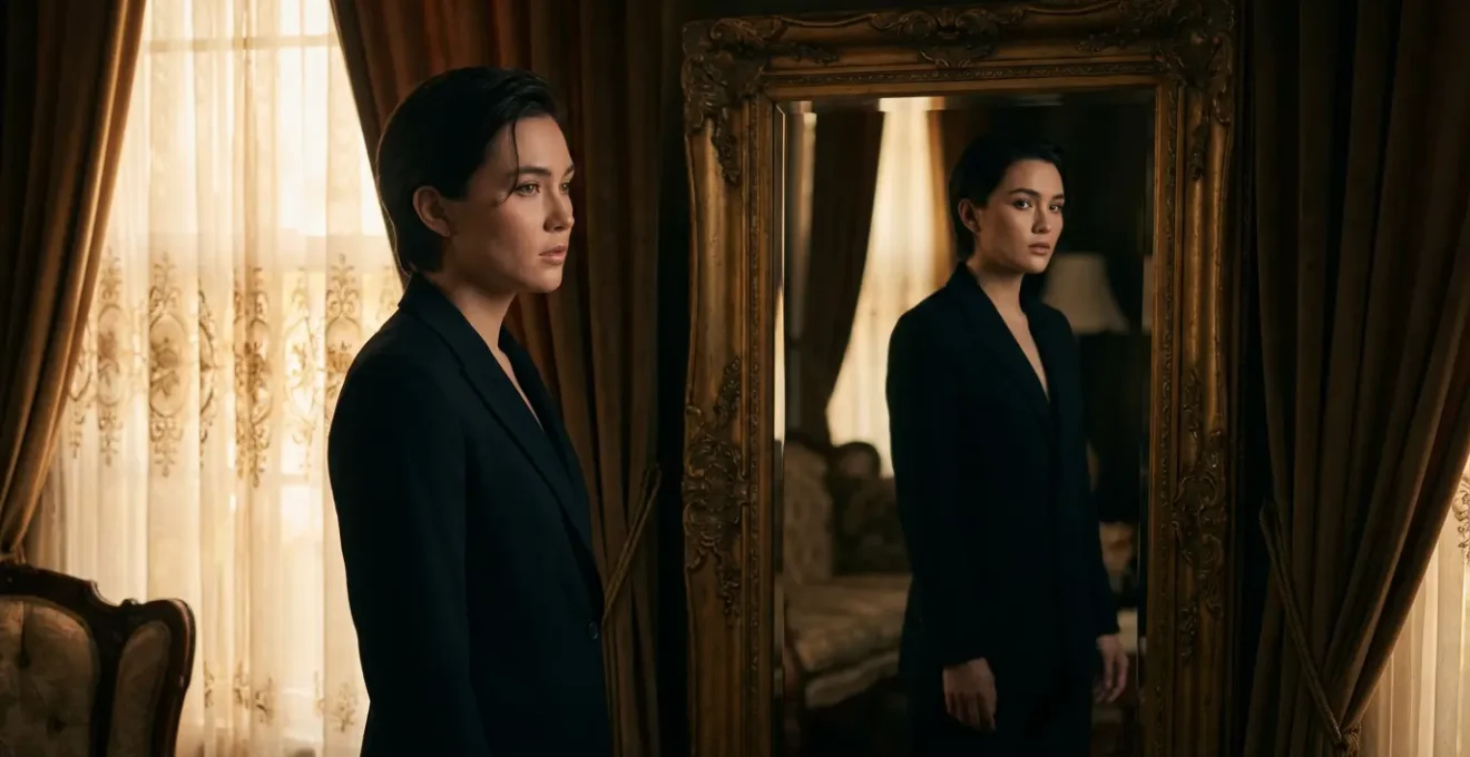 Persona davanti a uno specchio con riflesso diverso che rappresenta l'Ascendente astrologico