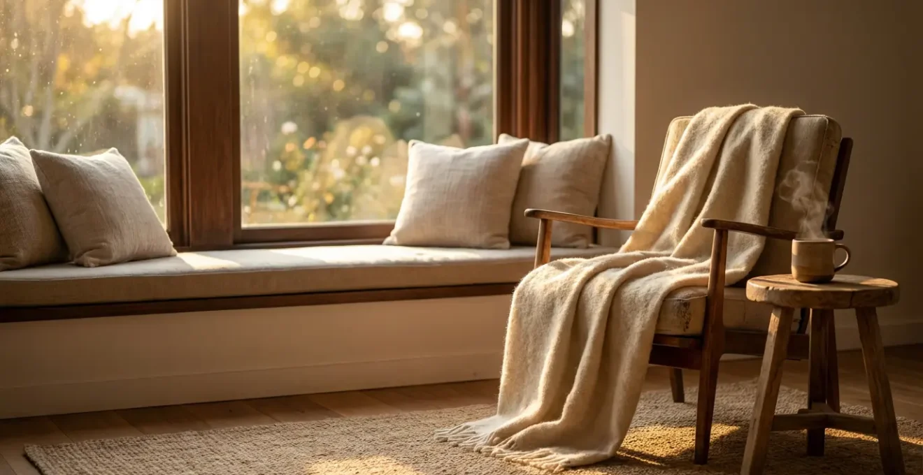 Ambiente sereno con elementi naturali che evocano comfort e sicurezza emotiva