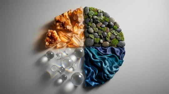 I quattro elementi astrologici rappresentati in una composizione circolare simbolica