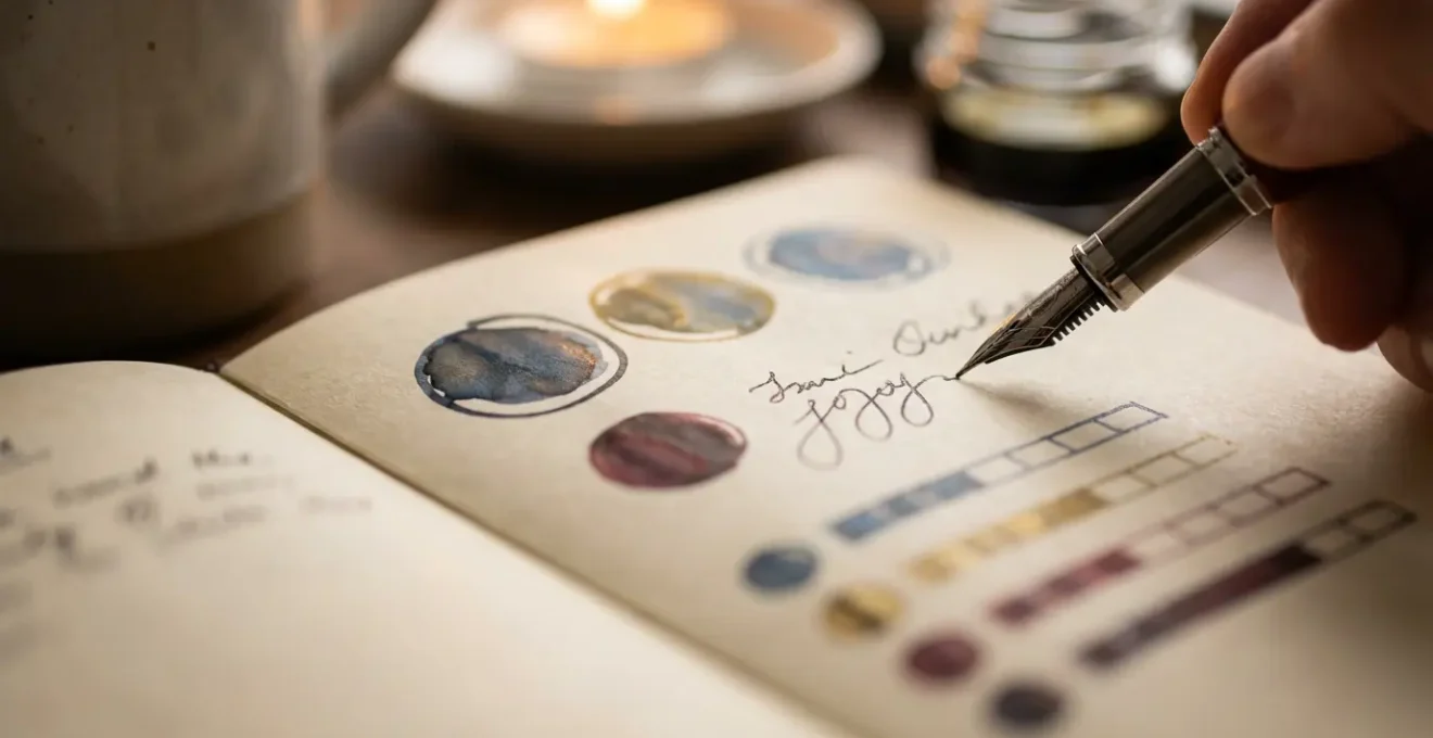 Quaderno di journaling astrologico con grafici e riflessioni serali