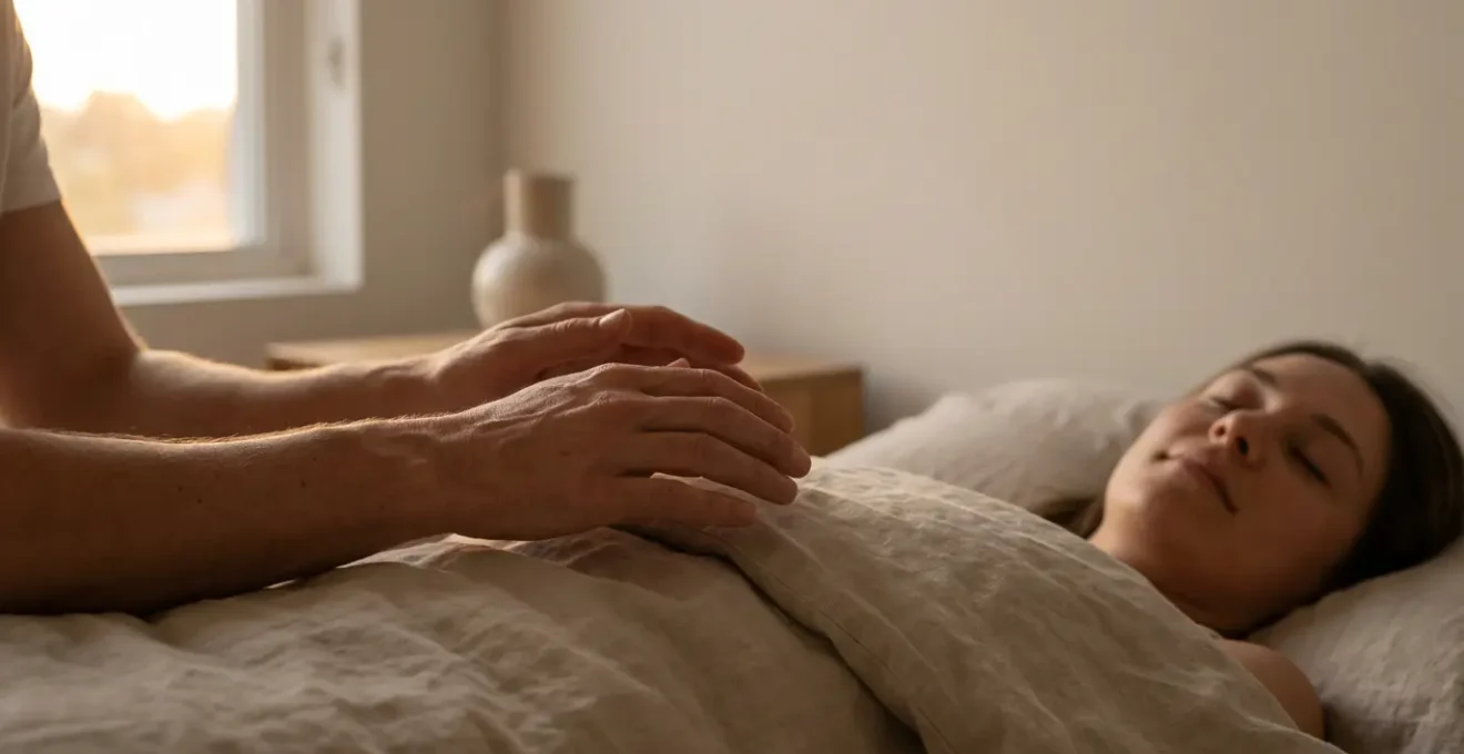 Posizione delle mani Reiki sulla testa per il rilassamento serale