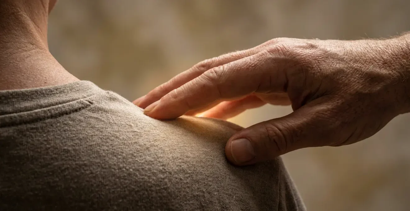 Dettaglio macro delle mani durante un trattamento Reiki con focus sulla texture della pelle