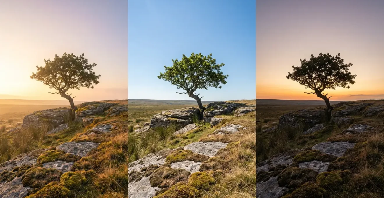 Trittico che mostra l'evoluzione energetica attraverso i tre decani di un segno